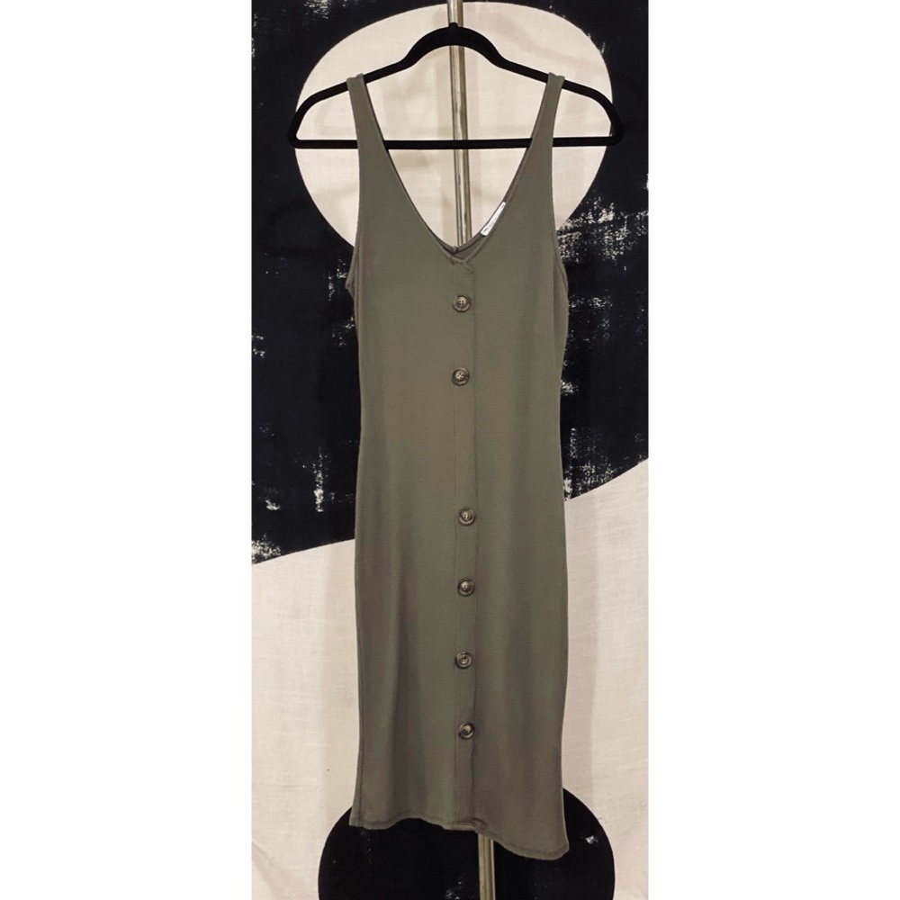 Blu Pepper LRG Army Green Knit Midi Dress